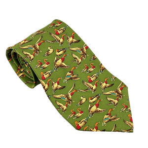 Banana Republic Mens 100% Silk Necktie Made in Italy Ducks Sporting Country Club